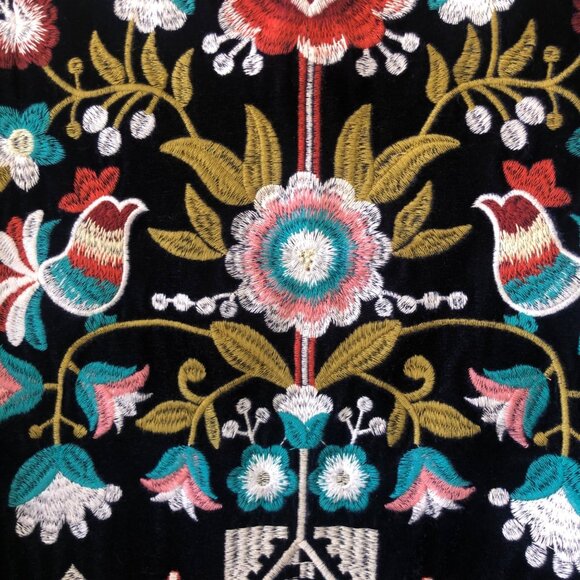 BD Collection Size M/L Velvet Embroidered Open Front Bell Sleeve Cardigan - Picture 3 of 15